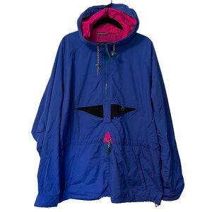 Vintage 90s Helly Hansen Blue & Pink Windbreaker Anorak Jacket XL Retro Outdoor